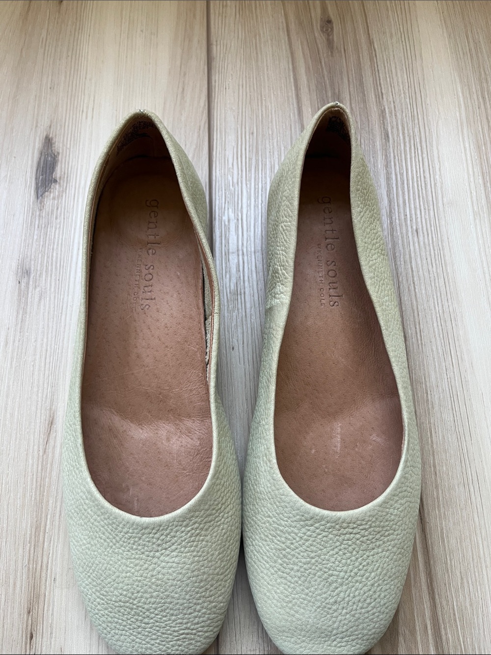 gentle souls by Kenneth Cole Eugene Lime Green Ballet Leather Flats Balletcore - Picture 6 of 9